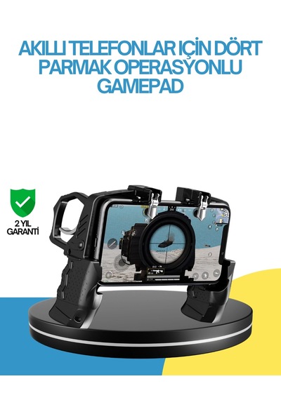 Dört Parmak Destekli Mobil Gamepad Tetikli Oyun Kontrolcüsü Arka Kapak