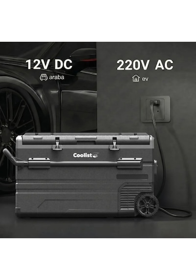 Coolist Clk120w 12/24v 220volt 114 Litre Tek Bölmeli Tekerlekli Kompresörlü Oto Buzdolabı/dondurucu