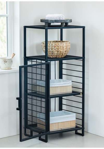 Dekoratif Metal Çok Amaçlı Dolap 4 Raflı Organizer Siyah Dekoratif Metal Çok Amaçlı Dolap 4 Raflı Organizer Siyah
