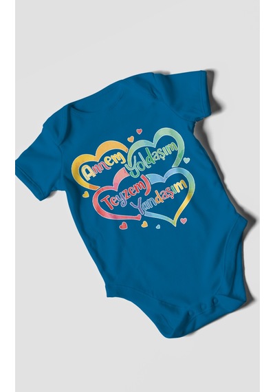 Morivokids Annem Yoldaşım Teyzem Yandaşım Kısa Kollu Bebek Body Koyu Mavi