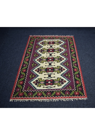 Zehra Abla Halı Antika El Dokuma Şaheser Makedonya Manastır Yün Kilim 7113 Çok Renkli