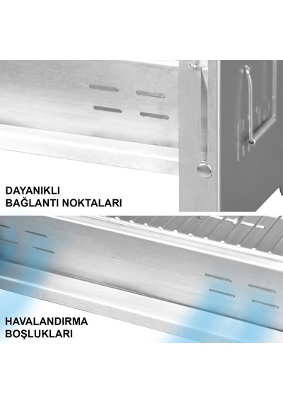 Katlanır Mangal, Paslanmaz Çelik, Barbekü Kömür Mangalı, Izgaralı, Portatif Taşınabilir Pratik Mangal Diğer