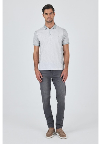 Kısa Kol Baskılı Pike Polo Yaka Cepsiz Slim Fit Tişört 1011250167 Su Yeşili