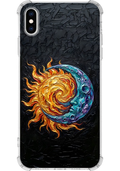 Apple Uyumlu iPhone Xs İle Köşe Korumalı Kılıf Metamorfoz Kozmik Dans Tasarımlı Uv Baskılı Şeffaf