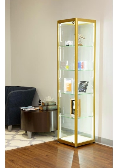 Led Aydınlatmalı Camlı Vitrin Koleksiyon Vitrini Dts400Gold Altın