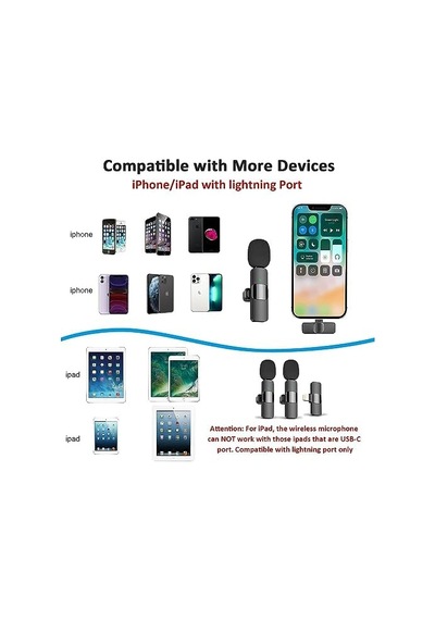 Infomax 2 Li Kablosuz Yaka Mikrofonu İphone Uyumlu Tak Çalıştır Lightning Alıcılı Gürültü Azal