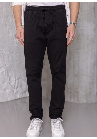 Blayn Jeans Erkek Krem Jogger Pantolon Rahat Kesim, Bağcıklı, Mevsimlik Günlük Kullanım Siyah