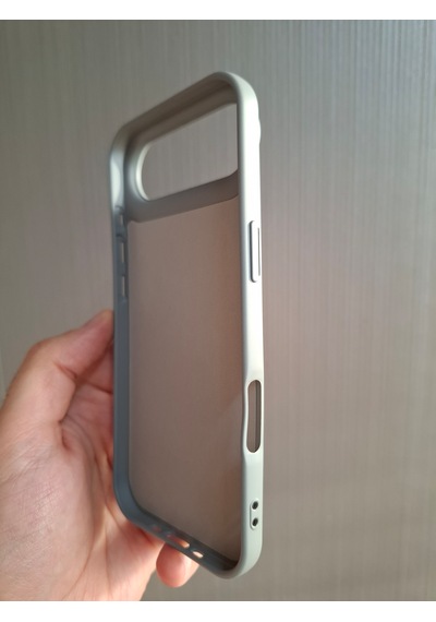 Apple Uyumlu iPhone 17 Air Logolu İçi Kadife Silikon Lansman Kılıf Gri