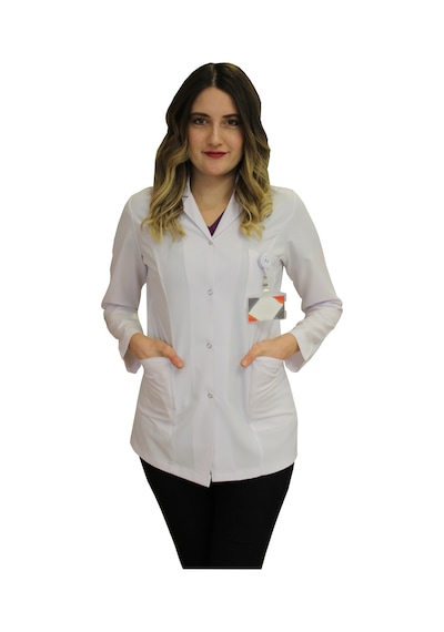 Gömlek Yaka Kadın Kısa Boy Uzun Kol Doktor Önlüğü Öğretmen Önlük