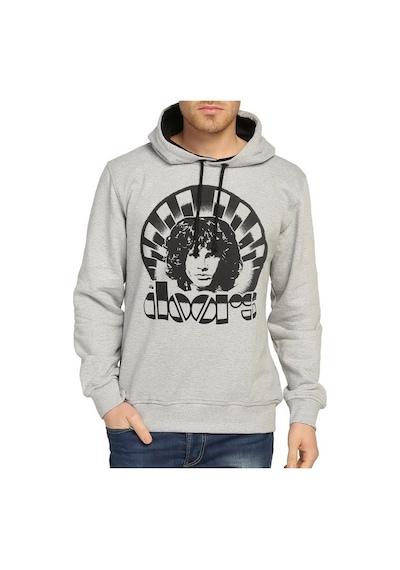 Bant Giyim - The Doors Jim Morrison Gri Kapüşonlu Sweatshirt