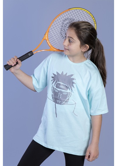 Toontoy Kids Toontoy Unisex Çocuk Reflektör Baskılı Tişört Su Yeşili