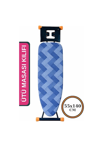 Asev Home Ütü Masası Kılıfı Keçeli İpli Stoperli Büyük Boy 55x140 Cm Blue Aura Çok Renkli