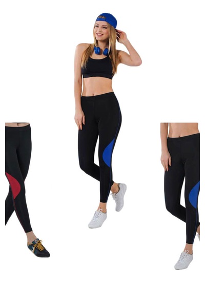Besttrend Siyah/mavi Kadın Sporcu Tayt Edy356m Siyah - Mavi