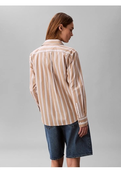 Calvin Klein Yarndye Cotton Poplı, Hms, Xs Bej Kadın Gömlek Kahverengi