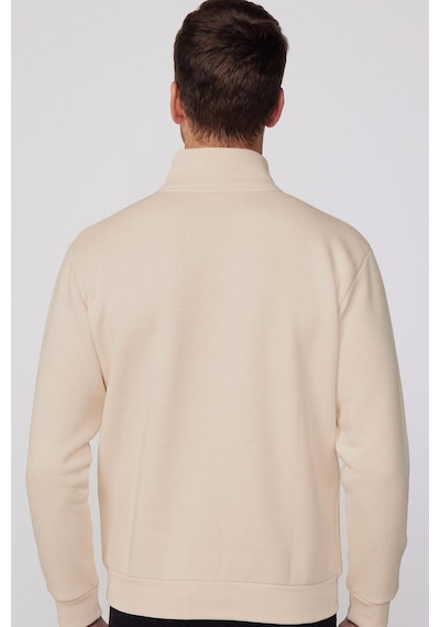 Tudors Unisex Relax Fit Rahat Kesim Pamuklu İçi Polarlı Yarım Fermuarlı Ekru Dik Yaka Sweatshirt-29414 Ekru Tudors Unisex Relax Fit Rahat Kesim Pamuklu İçi Polarlı Yarım Fermuarlı Ekru Dik Yaka Sweatshirt-29414 Ekru