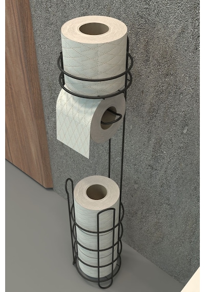 Zabata Tuvalet Kağıtlığı Wc Kağıtlık Yedekli Metal Tuvalet Kağıdı Standı Tutacağı Askısıı Siyah