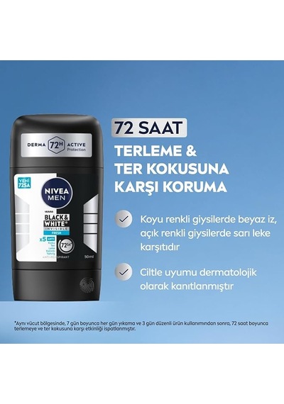 Nıvea Men Black & White Invisible Fresh Stick 50 Ml