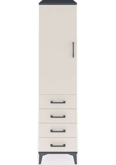 Kronos Dolap Tek Raflı 4 Çekmeceli Tek Askılı 44x59x182 Antra... Antrasit
