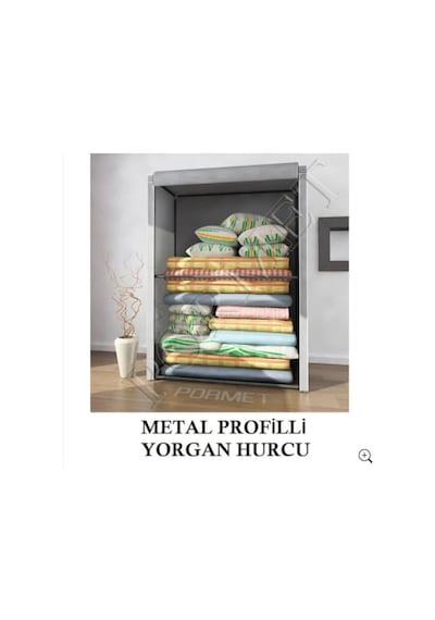 Bymühendisevyaşam Bez Dolap Yorgan Hurcu Metal Profilli Yorgan Hurcu Portatif Bez D (403071873) Gri