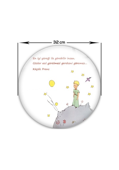 Decorita Cam Kesme Tahtası|Küçük Prens Desenli|Çap32cm