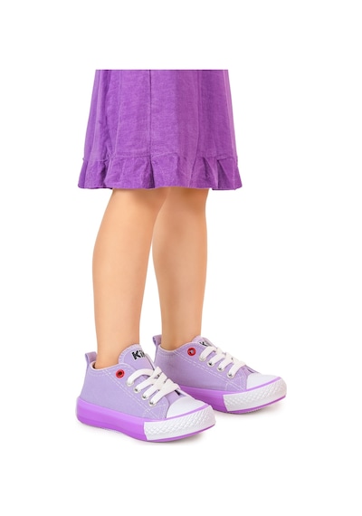 Kiko Kids Tinna Bağcıklı Kız Bebek Keten Spor Ayakkabı Lila