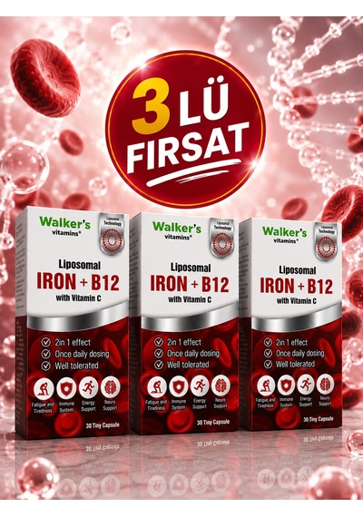 Lipozomal B12 Demir C Vitamini 3lü Set Methylcobalamin Metilkobalamin Krom Pikolinat 30 Enerji Kapsül