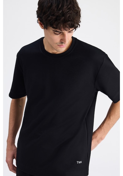 Twn Relaxed Fit Siyah Düz T-shirt 6ec146171622m 001