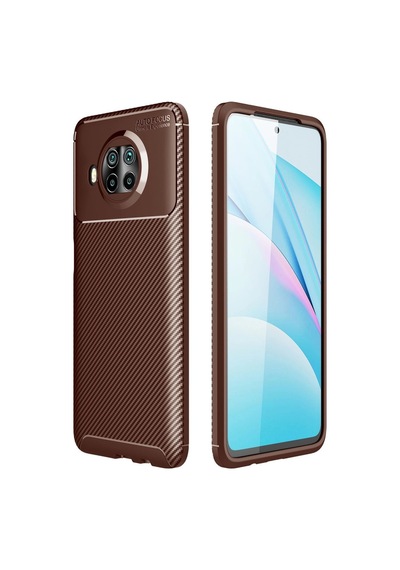 Mi 10t Lite Kılıf Auto Focus Karbon Kapak - Kahverengi