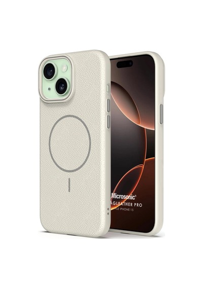Microsonic Apple iPhone Uyumlu 15 Kılıf Magleather Pro Bej -