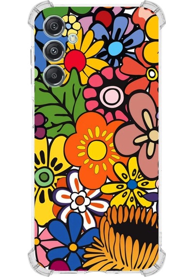 Samsung Galaxy M34 İle Uyumlu Retro Color 2 Baskılı Şeffaf Köşe Korumalı Antişok Kılıf