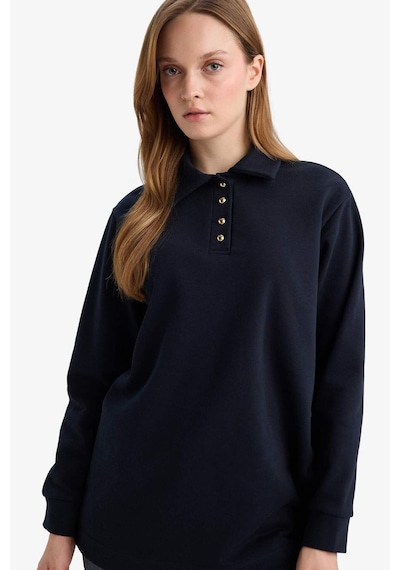 Defacto Regular Fit Polo Yaka Uzun Kollu Sweatshirt Tunik G6613ax25wnnv173 Lacivert-nv173