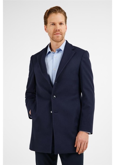 İmza Koyu Lacivert Mono Yaka Esnek Slim Fit Classic Kaşe Palto 1005255101 Lacivert