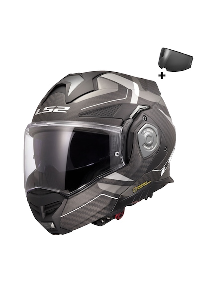 Ls2 Advant X Karbon Horizon Mat Gümüş-gri Çene Açılır Motosiklet Kaskı Mat Gri - Gümüş