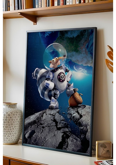 Buz Devri Scrat Astronot Uzay Temalı Çerçeveli Tablo - Lüks Çocuk Odası Galaksi Duvar Dekoru Poster Siyah Buz Devri Scrat Astronot Uzay Temalı Çerçeveli Tablo - Lüks Çocuk Odası Galaksi Duvar Dekoru Poster Siyah