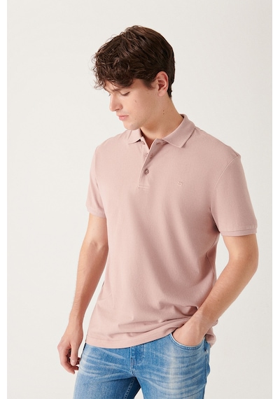 Avva E001004 Serin Tutan Standart Fit Normal Kesim Erkek Polo Yaka T-Shirt - Pudra