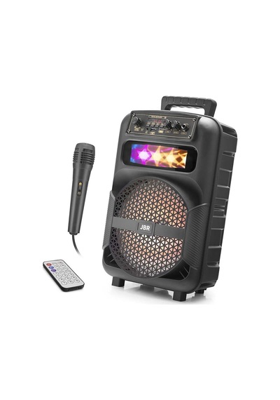 Karaoke Mikrofonlu Bluetooth Hoparlör Fm Radyo 10w 8 İnç Rgb Kumandalı Siyah Jbr007 Evimdeyokyok