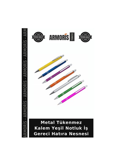 Metal Tükenmez Kalem Yeşil Notluk İş Gereci Hatıra Nesnesi Çok Renkli