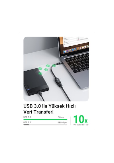 Ugreen Usb-c To Usb-a 3.0 Otg Dönüştürücü Adaptör, Siyah, 30701