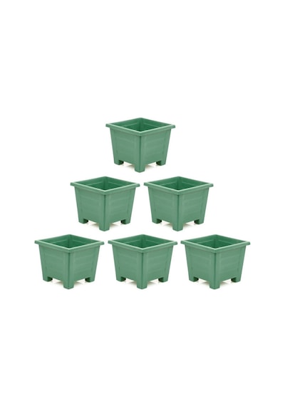 Omnipazar Sy-5848 Dekoratif Plastik Kare Ayaklı Saksı 30 Lt Yeşil 6 Adet 6 Adet