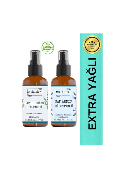 Biberiye Suyu Ve Ardıç Suyu Seti - Sıkılaştırıcı Hidrosolü Seti 2x100ml