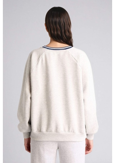 Defacto Oversıze V Yaka Baskılı Kalın Kumaş Sweatshirt G9597ax26spgr256 Gri-gr256