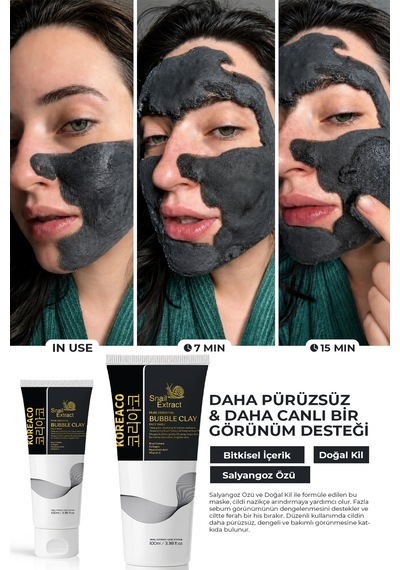 Salyangoz Özlü Mucize Bubble Clay Yüz Maskesi Ultra Yumuşak Nemli Parlak Köpüren Yüz Maskesi 100ml - 841302945