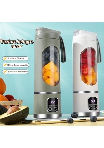 Coofbe 50w 450ml Kişisel Şarjlı Blender Buz Kırıcı Taşınabilir Smoothies Blender Meyve Sıkacağı Çelik Bıcaklı