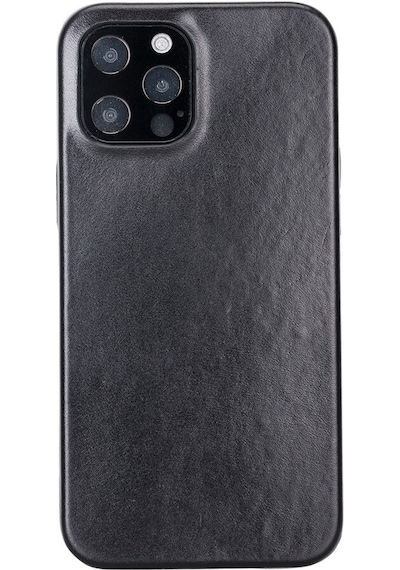 Apple Uyumlu iPhone 12 Pro Max Deri Arka Kapak Rock Rst1 Siyah