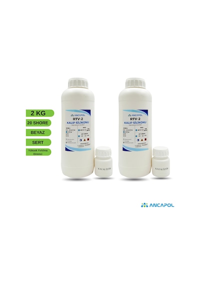 Ancapol 20 Shore RTV-2 Kalıp Silikonu - Beton, Polyester ve Büyük Obje Kalıp Silikonu 2 KG