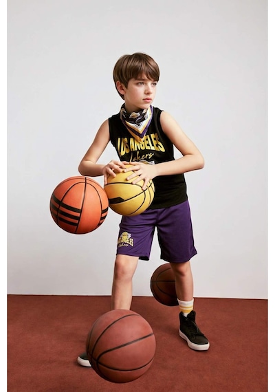Defacto Nba Los Angeles Lakers Regular Fıt Tül Şort Erkek Çocuk H2918a826hspr299 Mor-pr299
