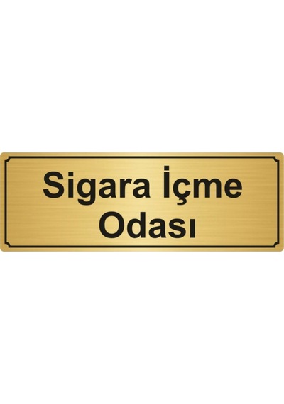 Sigara İçme Odası 5x20 Cm Altın Renk Metal Yönlendirme Levhası