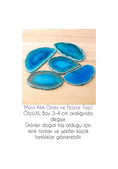 Erilsa Sertifikalı Zirkon Taşlı Plaka Mavi Akik Taşı Kolye Çok Renkli