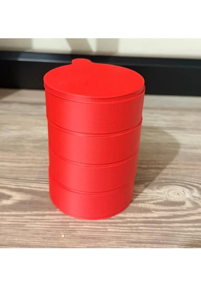 Masaüstü Düzenleyici Kırmızı 3d Baskı 4 Katlı Döner Takı Ve Ofis Organizer Çok Renkli