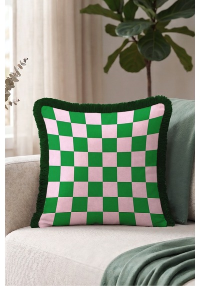 Damalı Retro Geometrik Pembe Saçaklı Yastık Kılıfı - Optik Bohem Yeşil Siyah Püsküllü Kırlent Kılıfı Derin Esinti Opal Damalı Retro Geometrik Pembe Saçaklı Yastık Kılıfı - Optik Bohem Yeşil Siyah Püsküllü Kırlent Kılıfı Derin Esinti Opal